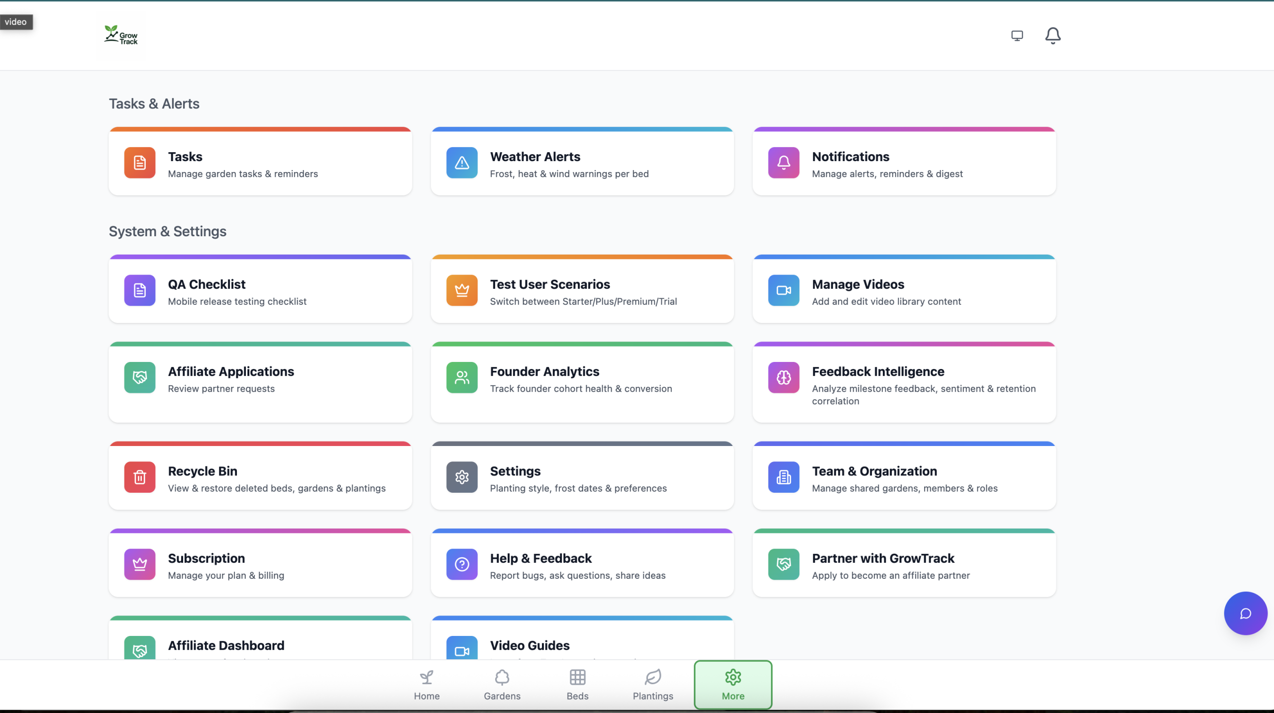 CleanShot 2026-04-02 at 22.48.03@2x More Tab in GrowTrack showing the interrogated tools